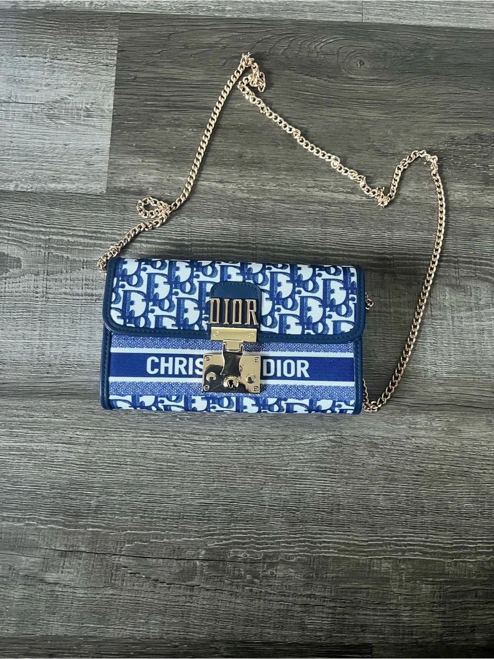 Christian Dior Blue Logo Canvas Wallet